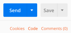 Postman Code button location next to the Send button