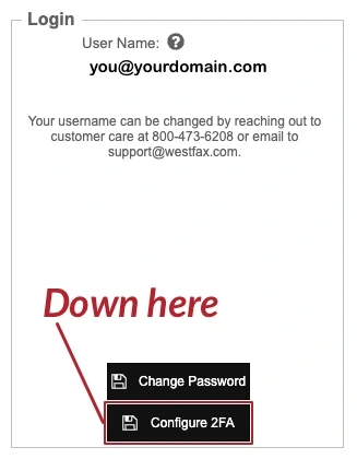 Configure 2FA option under My Profile in the WestFax Home portal