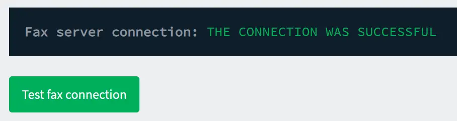 Completed WestFax Connector settings ready to test
