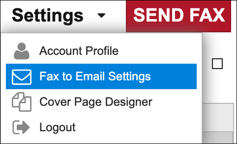 WestFax Fax to Email settings