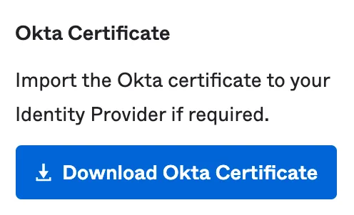 Downloading the x.509 signing certificate from the Okta app configuration