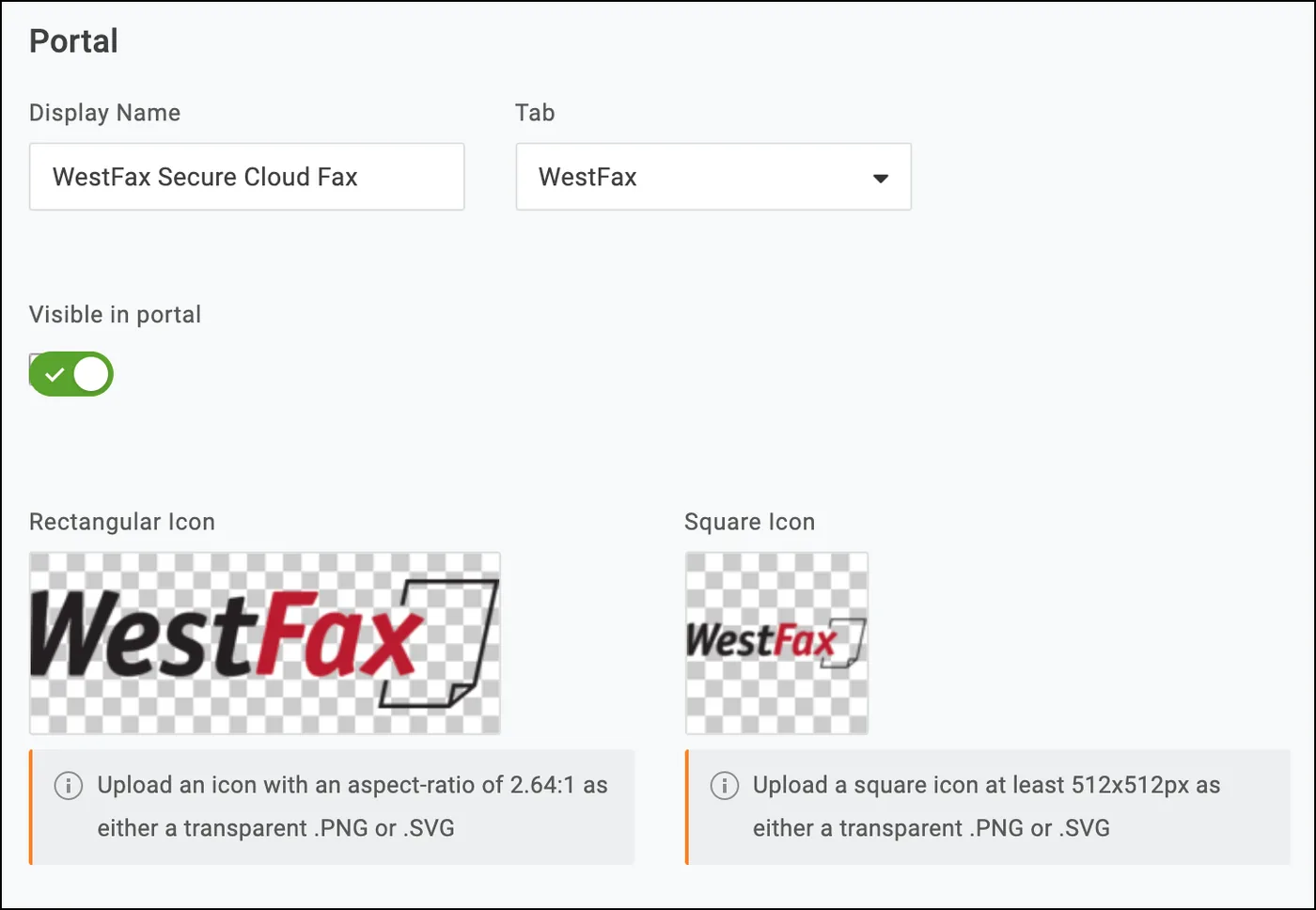 Setting the application name and logo for WestFax in OneLogin