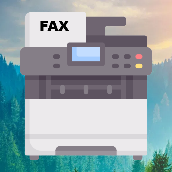 Fax icon over background forest