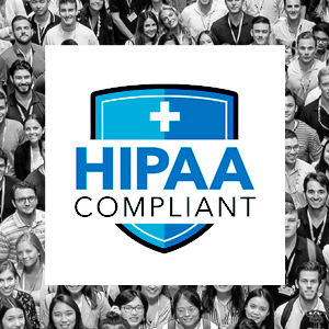 HIPAA Compliant overlayed over crowd of people