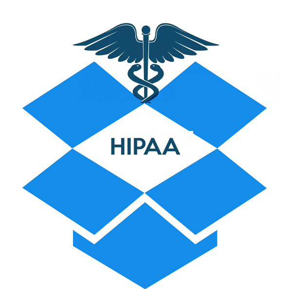 Dropbox Logo with HIPAA and medical caduceas