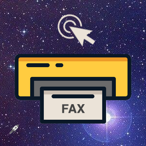 Fax machine icon with mouse cursor clicking