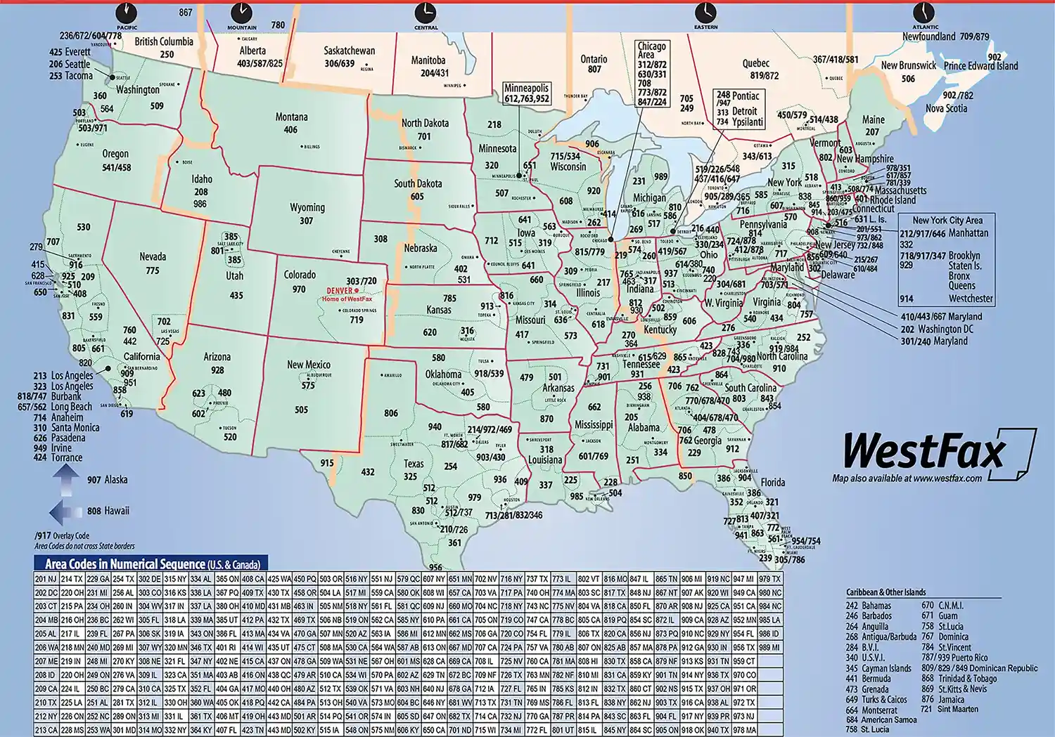 westfax area code map